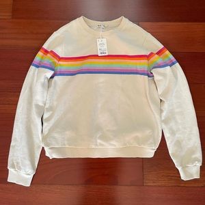 Marine Layer Anytime Sweatshirt in Antique White Rainbow Stripe
